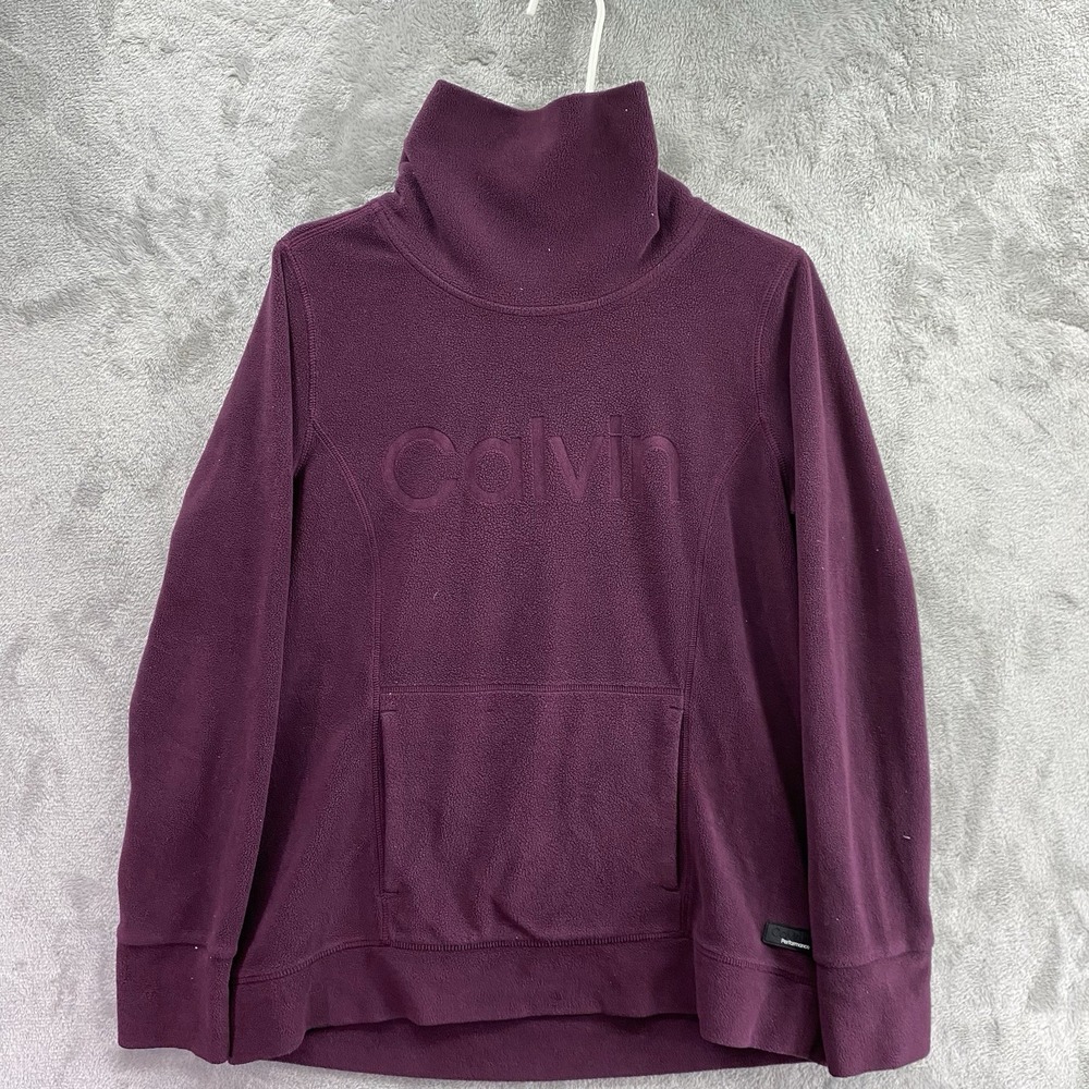 Calvin Klein Performance Women S Purple Fleece Cowl Neck Pullover